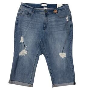 NWT Lane Bryant Super Stretch Curvy Fit Prdal High-Rise Denim Jeans Capri SZ. 22